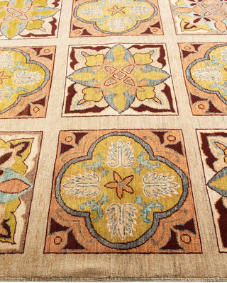 Contemporary Eclectic Yellow Wool Area Rug 5' 1" x 8' 4" - Solo Rugs