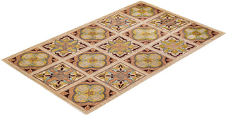 Contemporary Eclectic Yellow Wool Area Rug 5' 1" x 8' 4" - Solo Rugs