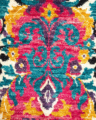 Contemporary Suzani Black Wool Square Area Rug 6' 1" x 6' 2" - Solo Rugs