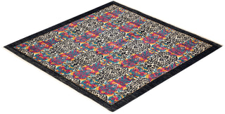 Contemporary Suzani Black Wool Square Area Rug 6' 1" x 6' 2" - Solo Rugs
