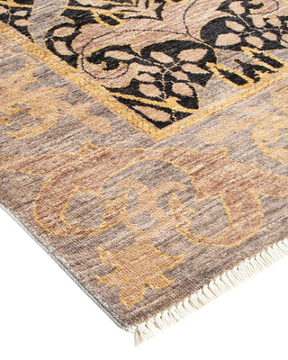 Contemporary Arts & Crafts Black Wool Area Rug 5' 10" x 9' 3" - Solo Rugs