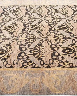 Contemporary Arts & Crafts Black Wool Area Rug 5' 10" x 9' 3" - Solo Rugs
