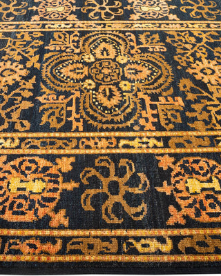 Contemporary Modern Black Wool Area Rug 6' 5" x 8' 10" - Solo Rugs
