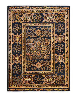Contemporary Modern Black Wool Area Rug 6' 5" x 8' 10" - Solo Rugs