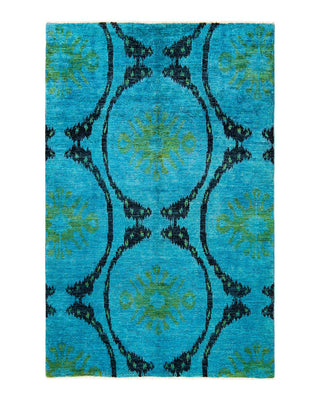 Contemporary Modern Blue Wool Area Rug 6' 0" x 9' 2" - Solo Rugs