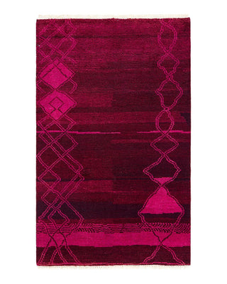 Bohemian Moroccan Red Wool Area Rug 3' 1" x 4' 10" - Solo Rugs