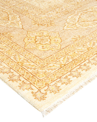 Contemporary Eclectic Ivory Wool Area Rug 9' 3" x 12' 6" - Solo Rugs