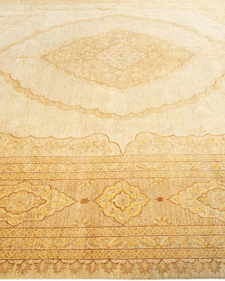 Contemporary Eclectic Ivory Wool Area Rug 9' 3" x 12' 6" - Solo Rugs