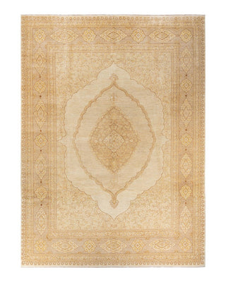 Contemporary Eclectic Ivory Wool Area Rug 9' 3" x 12' 6" - Solo Rugs