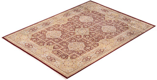 Traditional Mogul Red Wool Area Rug 9' 2" x 12' 4" - Solo Rugs
