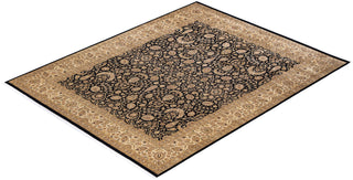 Traditional Mogul Black Wool Area Rug 8' 2" x 10' 4" - Solo Rugs