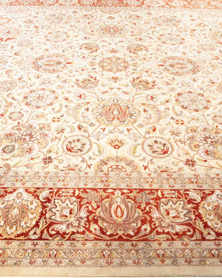 Traditional Mogul Ivory Wool Area Rug 9' 1" x 12' 4" - Solo Rugs