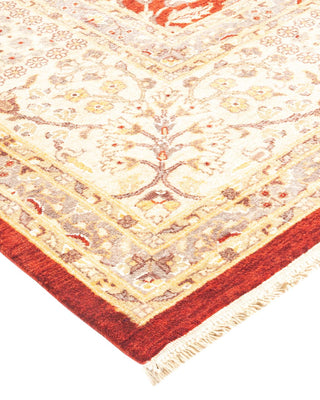 Traditional Mogul Orange Wool Area Rug 8' 1" x 10' 1" - Solo Rugs