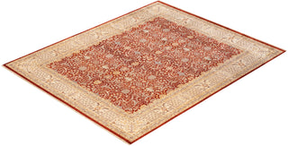 Traditional Mogul Orange Wool Area Rug 8' 1" x 10' 1" - Solo Rugs