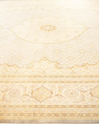 Traditional Mogul Beige Wool Area Rug 10' 0" x 14' 5" - Solo Rugs