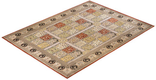 Traditional Mogul Orange Wool Area Rug 9' 1" x 12' 6" - Solo Rugs