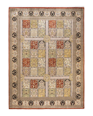 Traditional Mogul Orange Wool Area Rug 9' 1" x 12' 6" - Solo Rugs