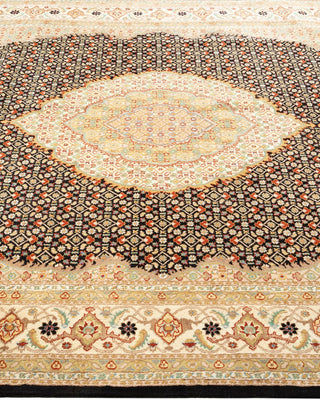 Traditional Mogul Black Wool Area Rug 6' 1" x 9' 7" - Solo Rugs