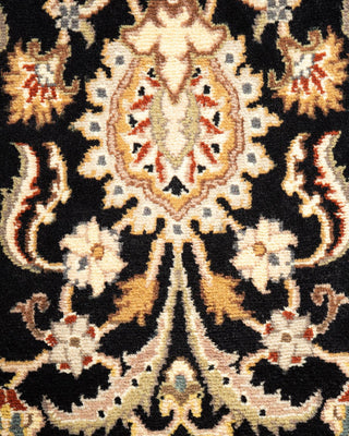 Traditional Mogul Black Wool Area Rug 5' 10" x 10' 3" - Solo Rugs