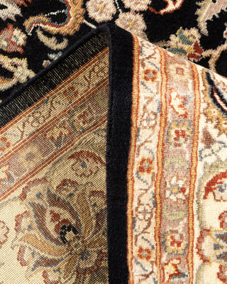 Traditional Mogul Black Wool Area Rug 5' 10" x 10' 3" - Solo Rugs