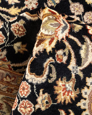 Traditional Mogul Black Wool Area Rug 5' 10" x 10' 3" - Solo Rugs