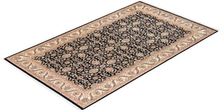 Traditional Mogul Black Wool Area Rug 5' 10" x 10' 3" - Solo Rugs