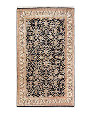 Traditional Mogul Black Wool Area Rug 5' 10" x 10' 3" - Solo Rugs