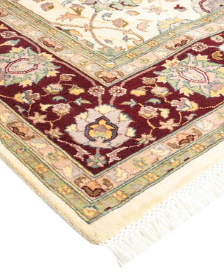 Traditional Mogul Ivory Wool Area Rug 6' 2" x 9' 3" - Solo Rugs
