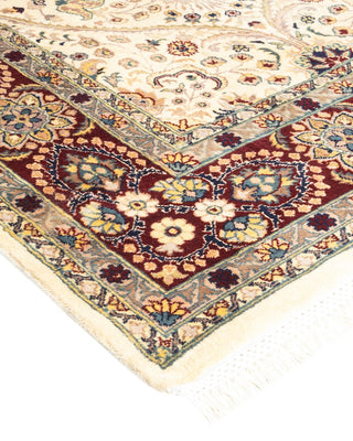 Traditional Mogul Ivory Wool Area Rug 6' 2" x 9' 6" - Solo Rugs