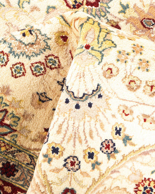 Traditional Mogul Ivory Wool Area Rug 6' 2" x 9' 6" - Solo Rugs