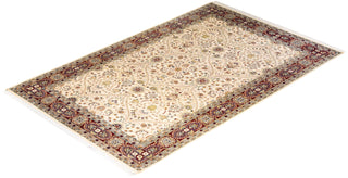 Traditional Mogul Ivory Wool Area Rug 6' 2" x 9' 6" - Solo Rugs