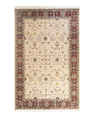 Traditional Mogul Ivory Wool Area Rug 6' 2" x 9' 6" - Solo Rugs