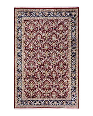 Traditional Mogul Red Wool Area Rug 6' 2" x 9' 7" - Solo Rugs