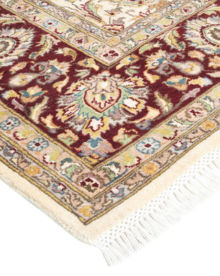 Traditional Mogul Ivory Wool Area Rug 6' 1" x 9' 5" - Solo Rugs