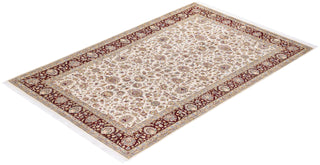 Traditional Mogul Ivory Wool Area Rug 6' 1" x 9' 5" - Solo Rugs