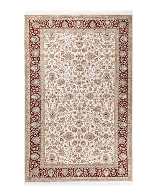 Traditional Mogul Ivory Wool Area Rug 6' 1" x 9' 5" - Solo Rugs