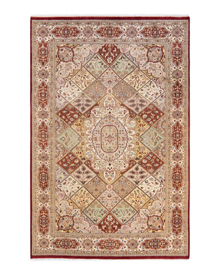 Traditional Mogul Red Wool Area Rug 6' 2" x 9' 4" - Solo Rugs