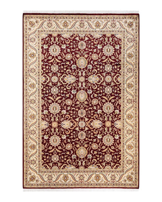 Traditional Mogul Red Wool Area Rug 6' 3" x 9' 3" - Solo Rugs