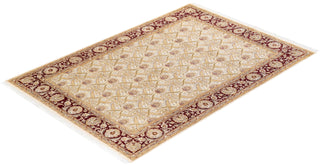 Traditional Mogul Ivory Wool Area Rug 5' 10" x 8' 5" - Solo Rugs