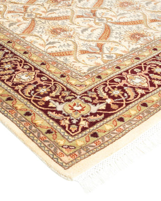 Traditional Mogul Ivory Wool Area Rug 6' 2" x 8' 10" - Solo Rugs