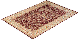 Traditional Mogul Red Wool Area Rug 5' 9" x 8' 3" - Solo Rugs