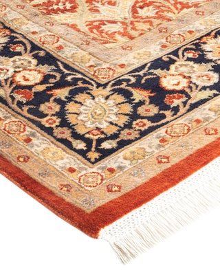 Traditional Mogul Orange Wool Area Rug 6' 1" x 9' 5" - Solo Rugs