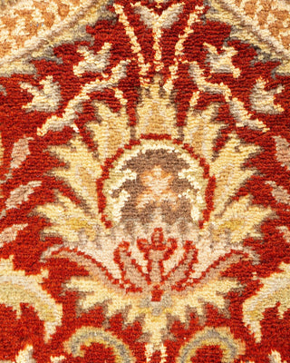 Traditional Mogul Orange Wool Area Rug 6' 1" x 9' 5" - Solo Rugs