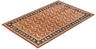 Traditional Mogul Orange Wool Area Rug 6' 1" x 9' 5" - Solo Rugs