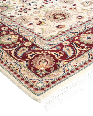 Traditional Mogul Ivory Wool Area Rug 6' 4" x 9' 2" - Solo Rugs