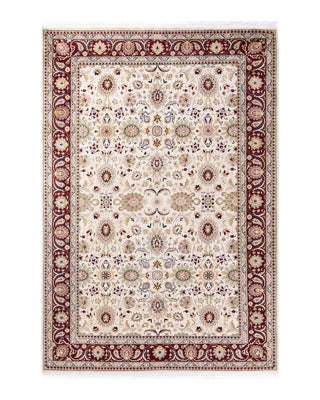 Traditional Mogul Ivory Wool Area Rug 6' 4" x 9' 2" - Solo Rugs