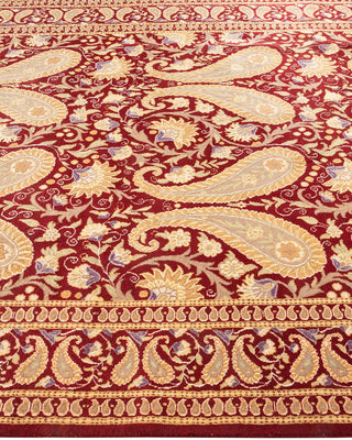 Traditional Mogul Orange Wool Area Rug 6' 2" x 9' 6" - Solo Rugs