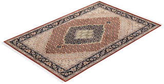 Traditional Mogul Orange Wool Area Rug 4' 0" x 6' 2" - Solo Rugs