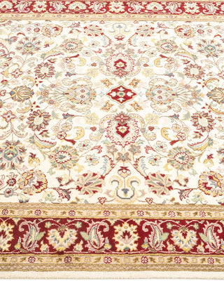 Traditional Mogul Ivory Wool Area Rug 4' 1" x 6' 7" - Solo Rugs