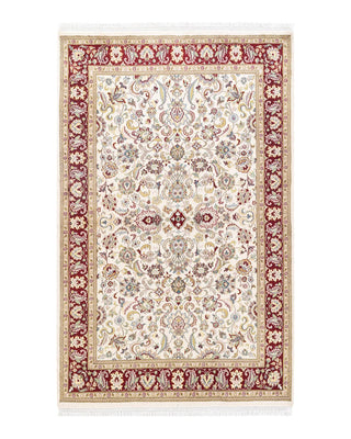 Traditional Mogul Ivory Wool Area Rug 4' 1" x 6' 7" - Solo Rugs